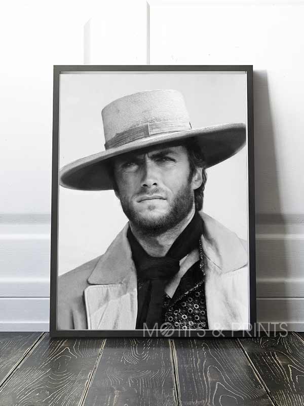 Clint Eastwood Portrait Print – 8x10, Matted, Vintage Style, Limited Edition Lithograph